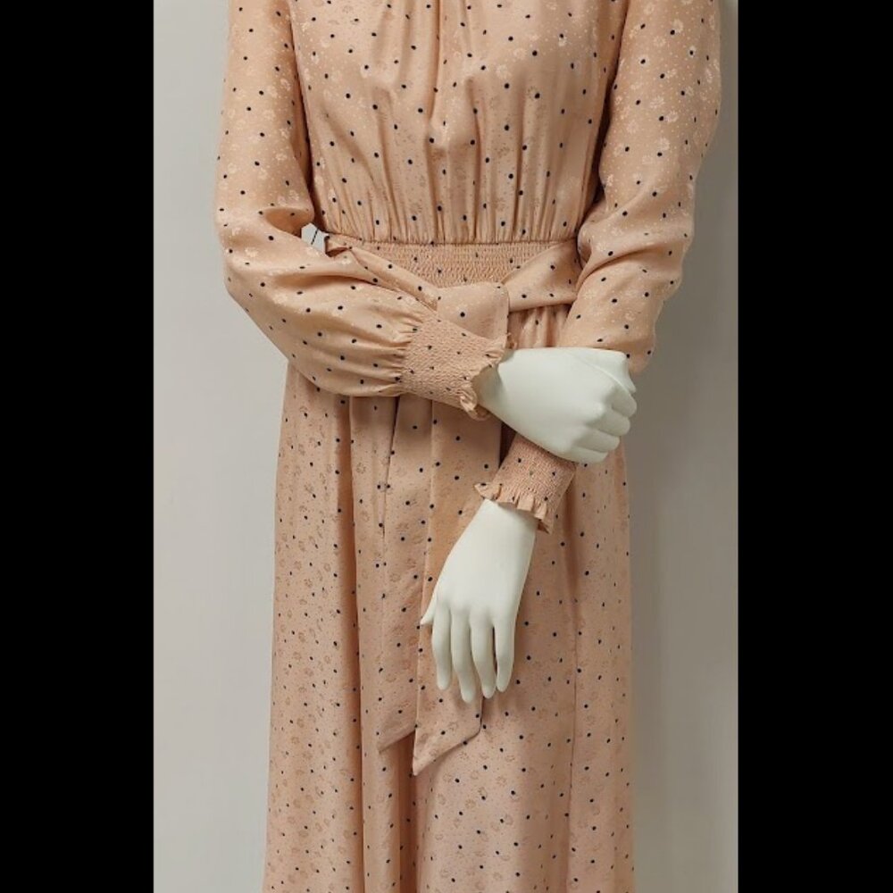 Sézane Pink Printed Silk Long-Sleeve Midi Dress Size: XS - Picture 3 of 13